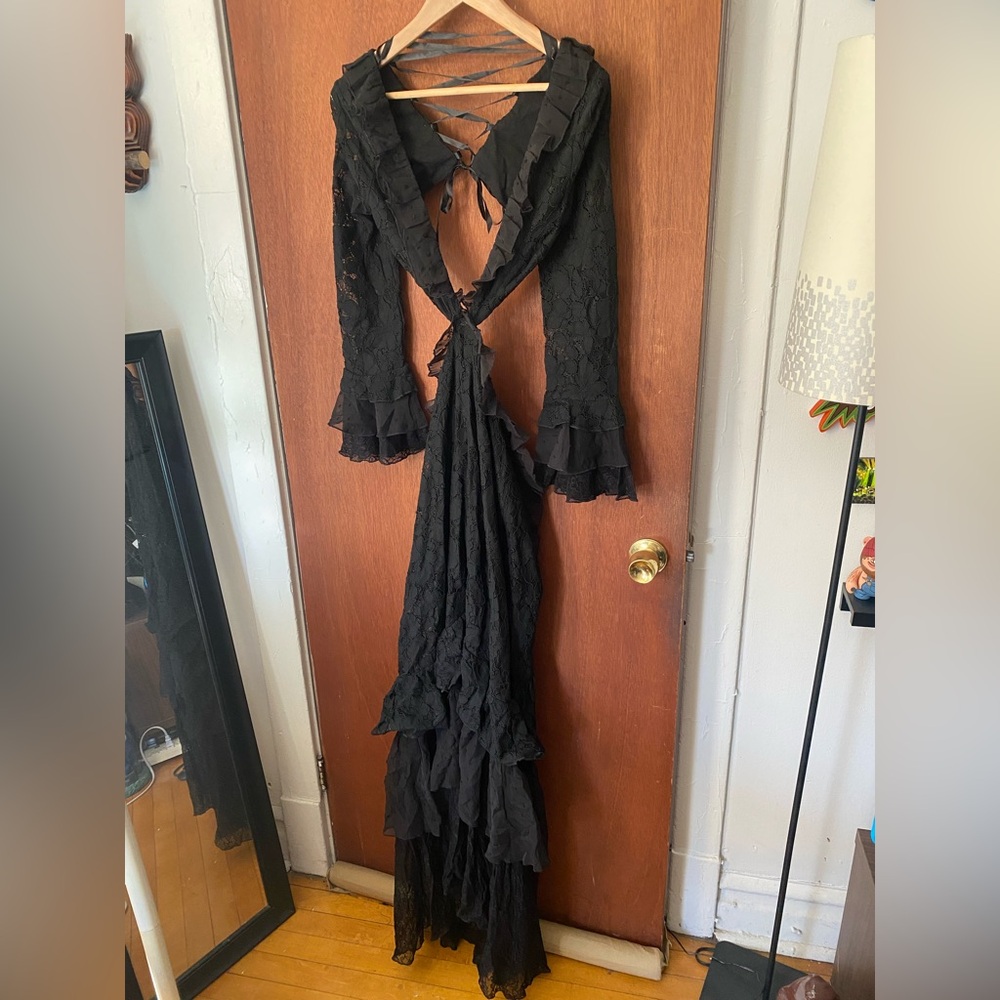 NWT Current Mood black lace maxi dress size small